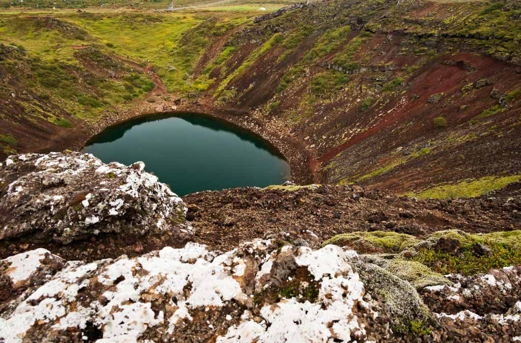 Iceland off the beaten path - Kerið volcanic crater lake view from above