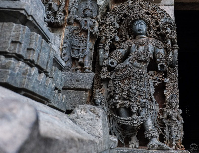 The details of the Halebidu temple, India 