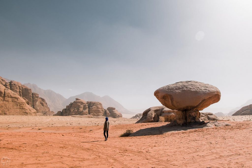 The mushroom-shaped rock in Wadi Rum, Jordan 