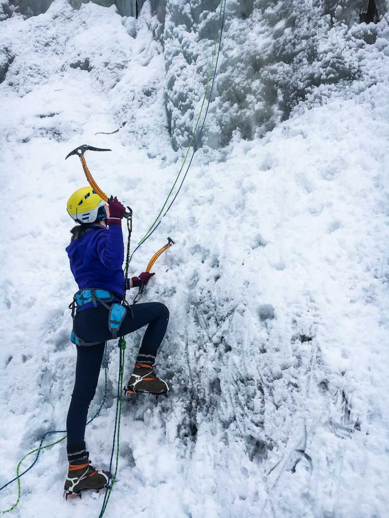 Ice climbing in Rjukan, Norway in the winter