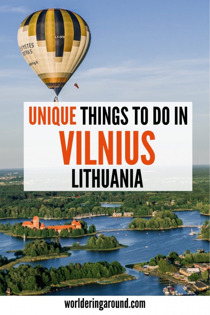 The best and unique things to do in Vilnius, Lithuania. What to do in Vilnius, visit Vilnius old town, try the pink soup, take hot air balloon ride over the castle on the island. Discover Eastern Europe. #Vilnius #Lithuania #Europe #Easterneurope #travel #Vilniustravel #VilniusGuide #LithuaniaTravel