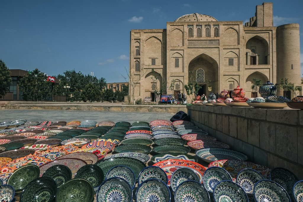 Decorated pottery in Bukhara, Uzbekistan