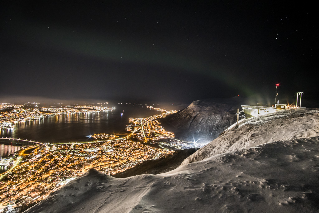 View from the top of cable car in Tromso in winter