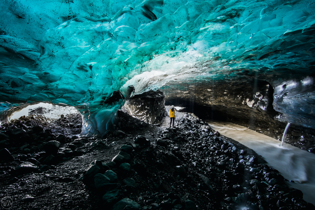 Huge interior of the biggest ice cave in Iceland